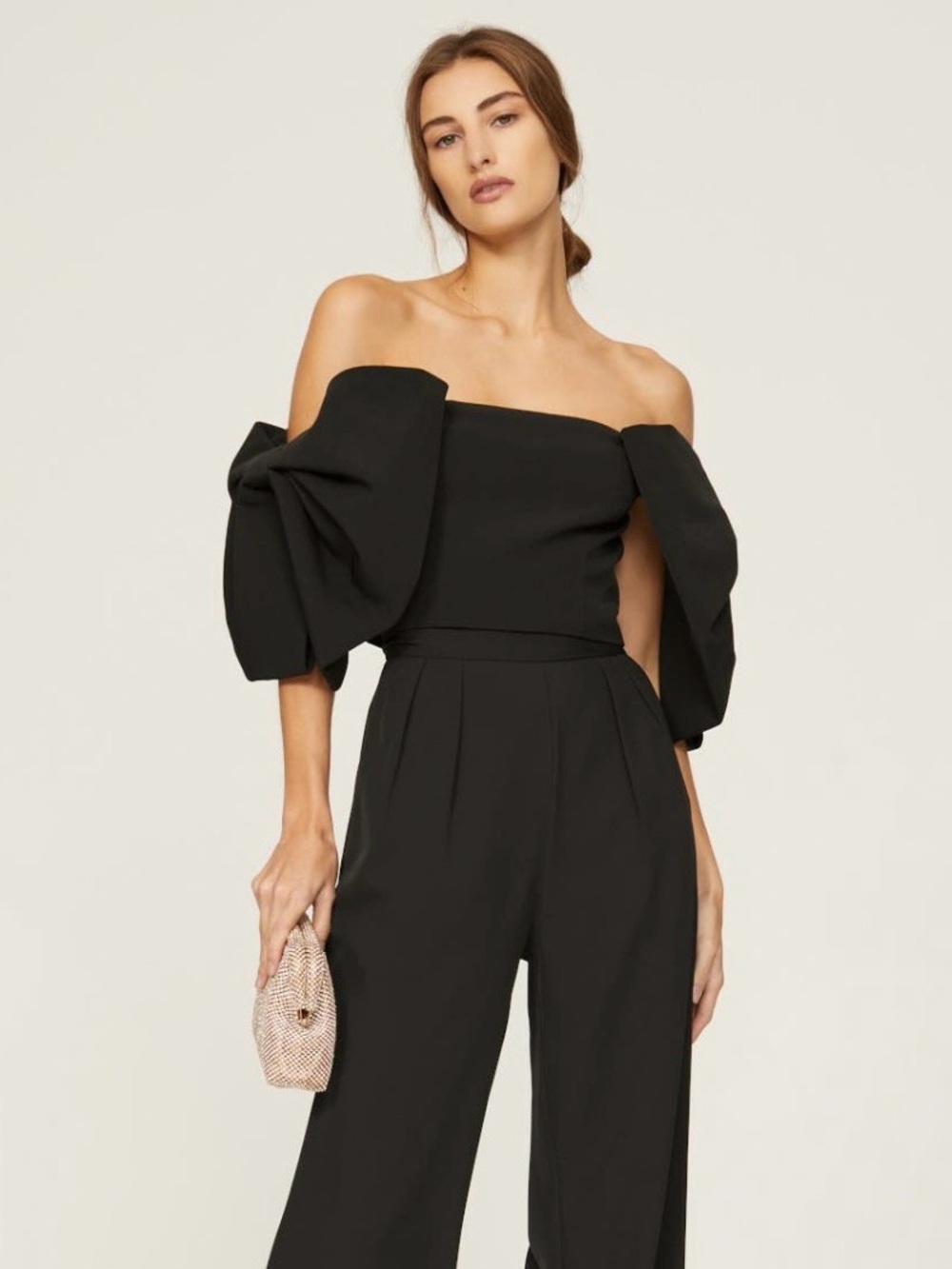 Toccin~Off-Shoulder~Bow-Sleeved Black Crop Top~Size 4~$395~ - Picture 4 of 8